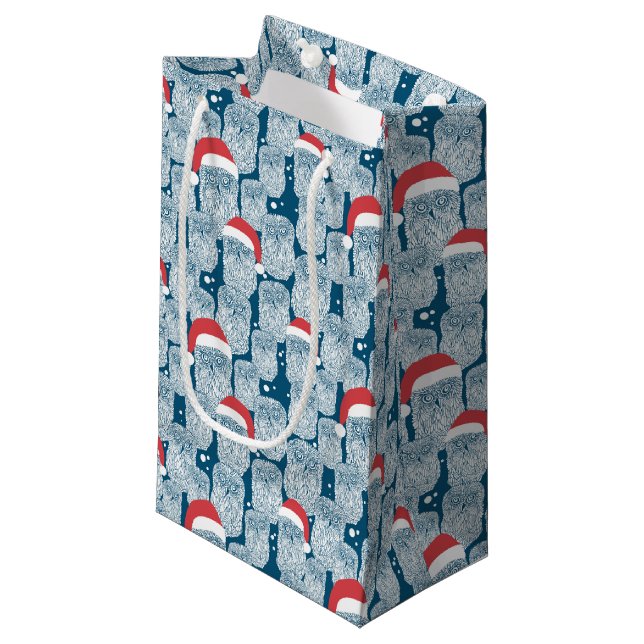 Polar Owls In Christmas Small Gift Bag (Front Angled)