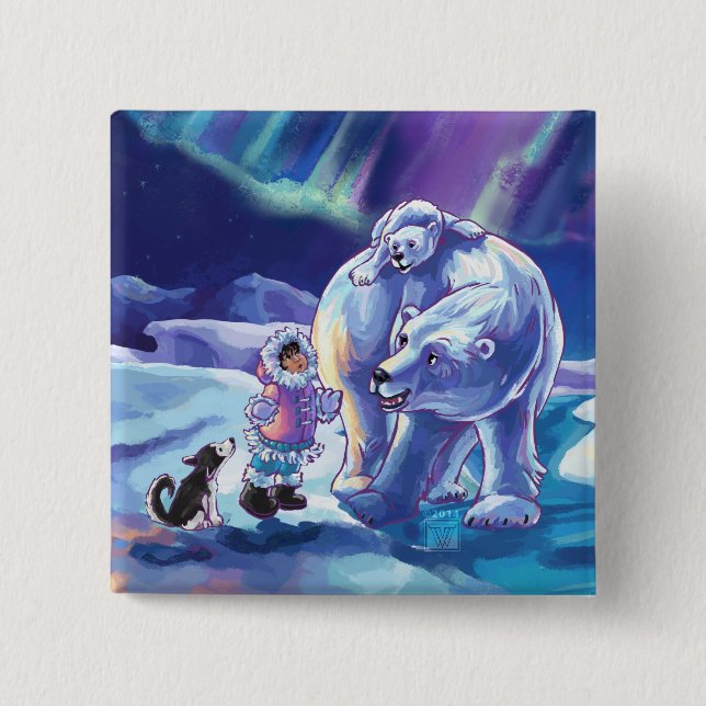 Polar Pals 2 Inch Square Button (Front)