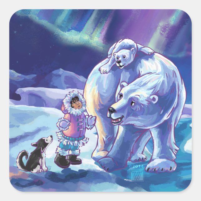 Polar Pals Square Sticker (Front)