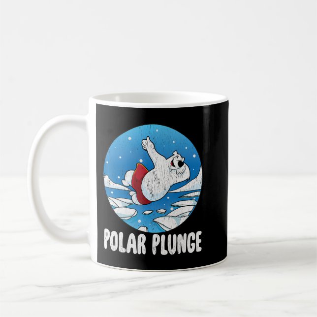 Polar Plunge Ice Jump Funny Polar Bear Winter   Coffee Mug (Left)