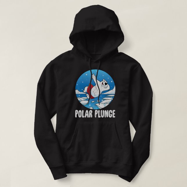 Polar Plunge Ice Jump Funny Polar Bear Winter   Hoodie (Design Front)