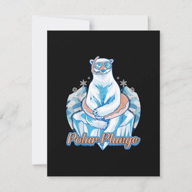 Polar Plunge Ice Jump Funny Polar Bear Winter Swim Invitation (Front)