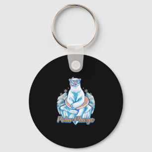 Polar Plunge Ice Jump Funny Polar Bear Winter Swim Keychain