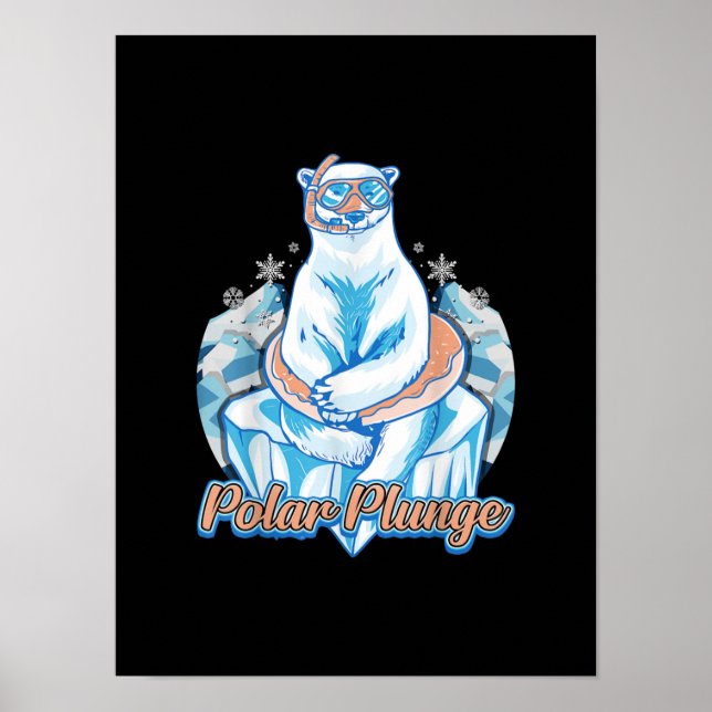 Polar Plunge Ice Jump Funny Polar Bear Winter Swim Poster (Front)