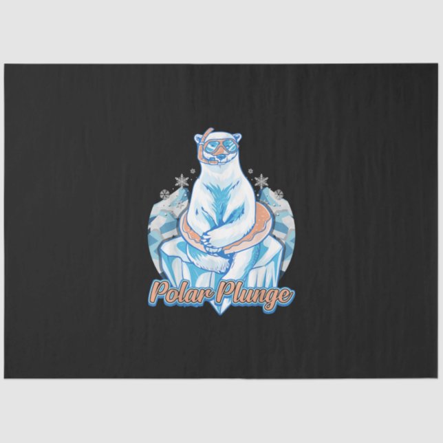 Polar Plunge Ice Jump Funny Polar Bear Winter Swim Tissue Paper (Front)