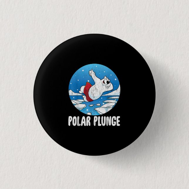 Polar Plunge Ice Jump Polar Bear Winter Swim 1 Inch Round Button (Front)