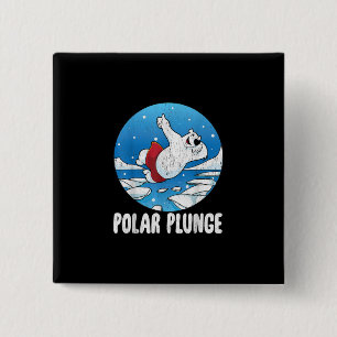 Polar Plunge Ice Jump Polar Bear Winter Swim 2 Inch Square Button