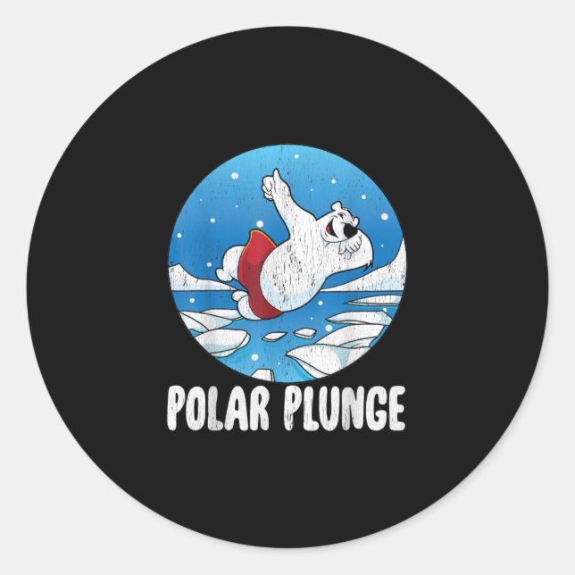 Polar Plunge Ice Jump Polar Bear Winter Swim Classic Round Sticker (Front)