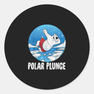Polar Plunge Ice Jump Polar Bear Winter Swim Classic Round Sticker