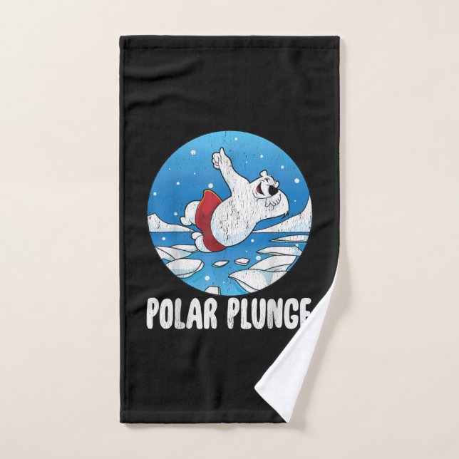 Polar Plunge Ice Jump Polar Bear Winter Swim Hand Towel (Hand Towel)