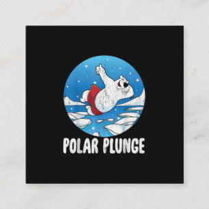 Polar Plunge Ice Jump Polar Bear Winter Swim Square Business Card