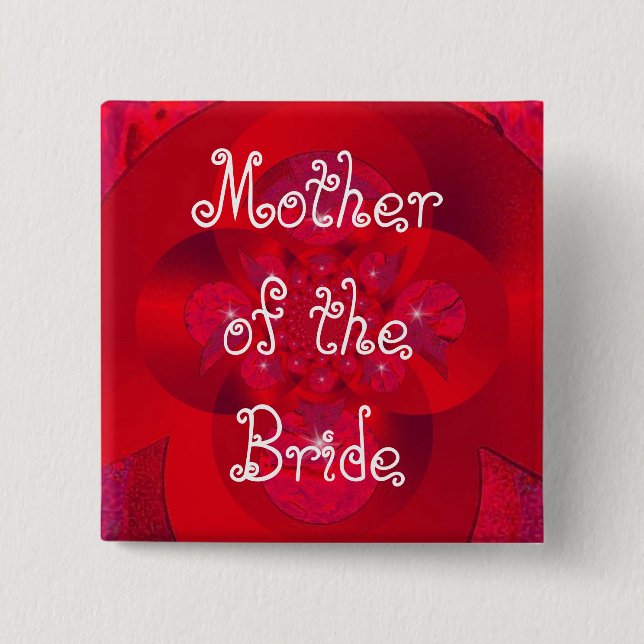 polar red, Mother of the Bride 2 Inch Square Button (Front)