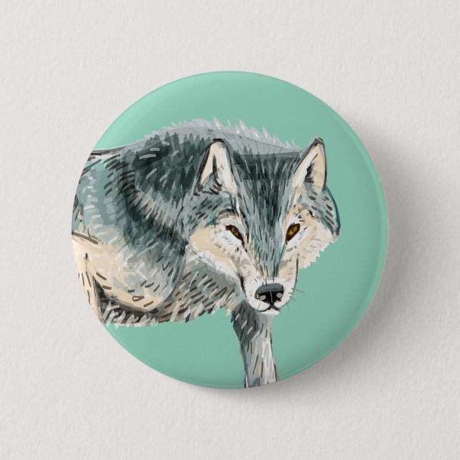 Polar totem wolf 2 inch round button (Front)
