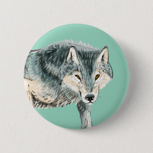 Polar totem wolf 2 inch round button