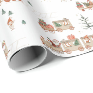 Polar train - Elf Santa helpers Happy holidays Wrapping Paper