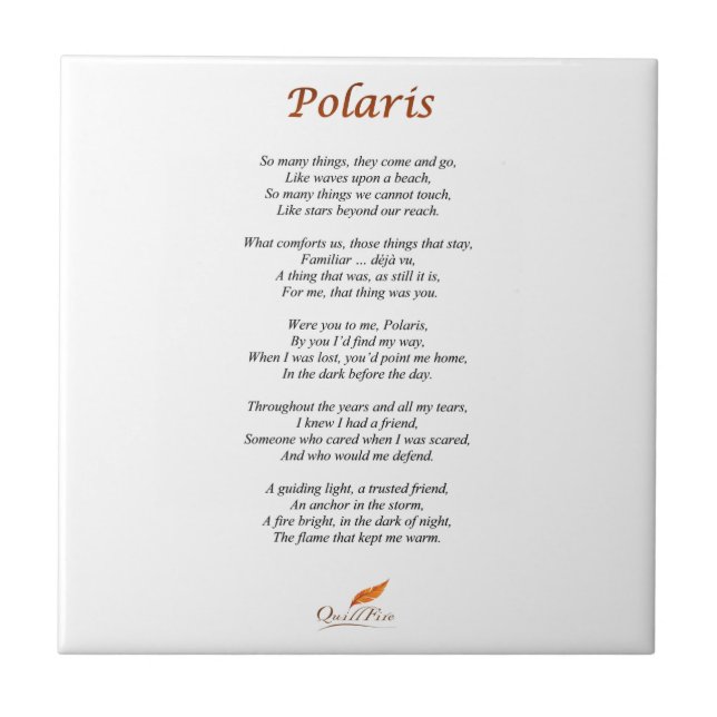 Polaris Poem on Ceramic Tile (Front)