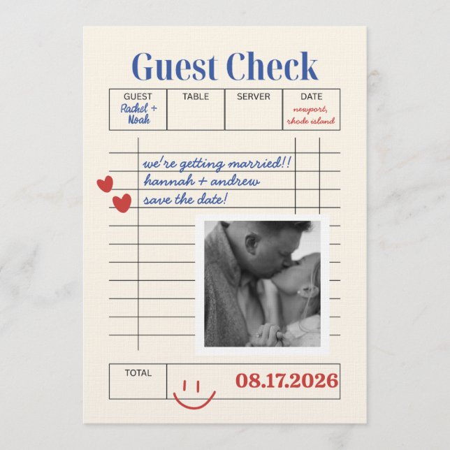 POLAROID Guest Check Save The Date  Invitation (Front)
