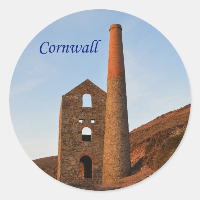 Poldark Country Mine Ruins Cornwall England Classic Round Sticker (Front)