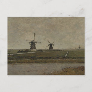 Polder with Mills near Overschie  Postcard
