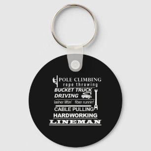 Pole Climbing Fibre Running Cable Pulling Lineman Keychain