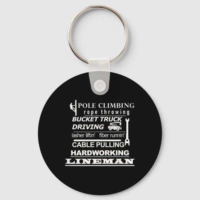 Pole Climbing Fibre Running Cable Pulling Lineman Keychain (Front)
