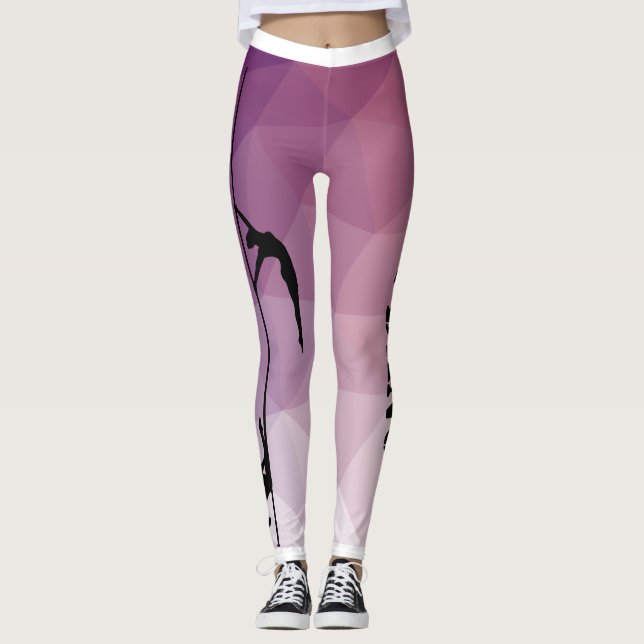 Pole Fitness Dance Purple and Pink Leggings (Front)