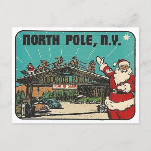 Pôle Nord New York Vintage voyage Père Noël Carte