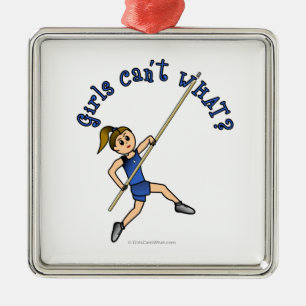 Pole Vault - Blue (Light) Metal Ornament