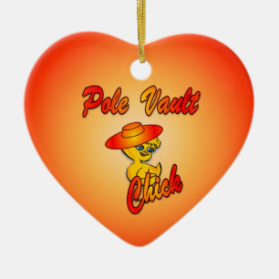 Pole Vault Chick #5 Ceramic Ornament