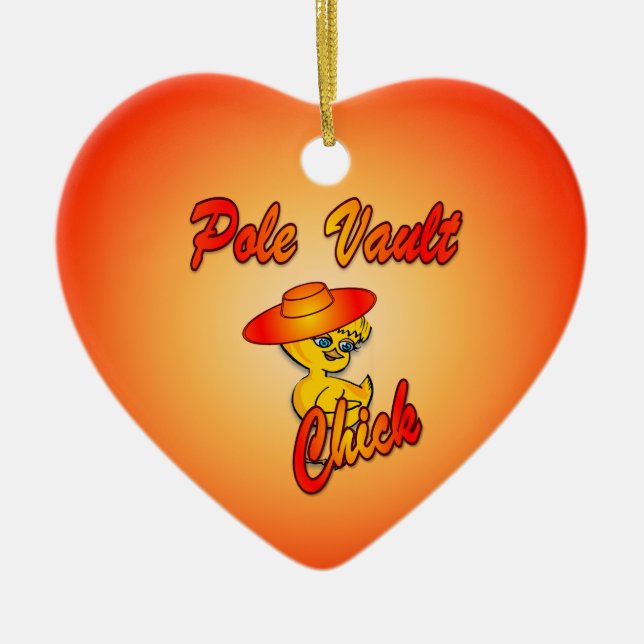 Pole Vault Chick #5 Ceramic Ornament (Front)
