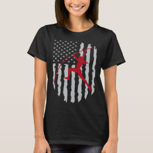 Pole Vault Girl American Flag  USA Patriotic Pole  T-Shirt