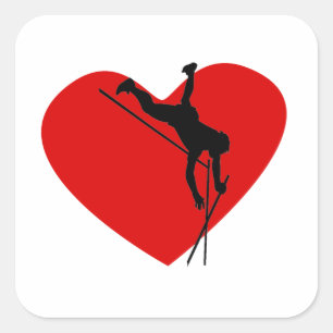 Pole Vault Heart Square Sticker