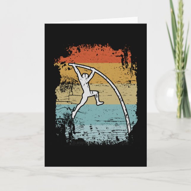 Pole Vault Pole Vaulting Retro Card (Front)