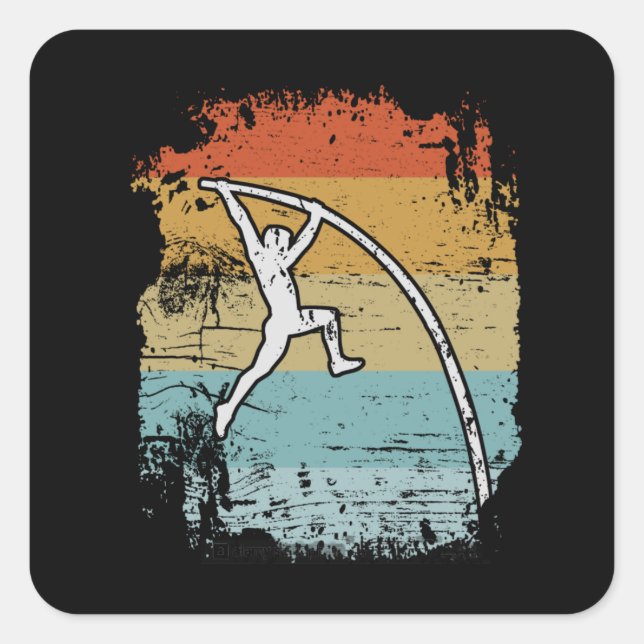 Pole Vault Pole Vaulting Retro Square Sticker (Front)