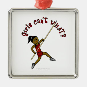 Pole Vault - Red (Dark) Metal Ornament