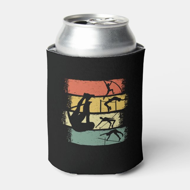 Pole Vault Retro Vintage Can Cooler (Can Front)