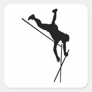 Pole Vaulter Silhouette Square Sticker