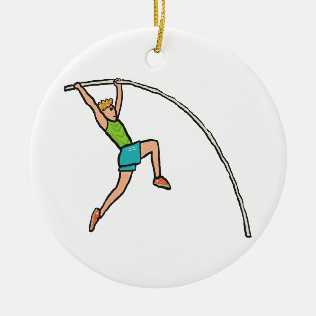 Pole Vaulting Ceramic Ornament (Front)