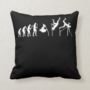 Pole Vaulting Evolution Funny Pole Vaulter Throw Pillow