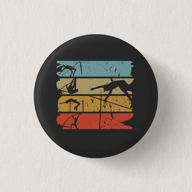 Pole Vaulting Retro 1 Inch Round Button (Front)
