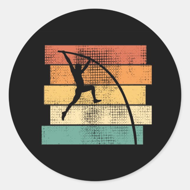 Pole Vaulting Retro Classic Round Sticker (Front)