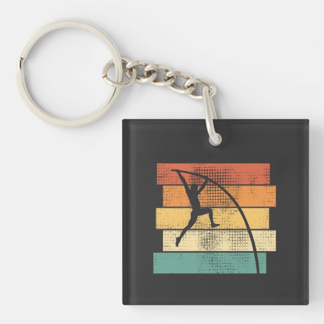 Pole Vaulting Retro Keychain (Front)