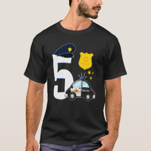 Police 5 Years Old Cute Police Car 5th Birthday T-Shirt