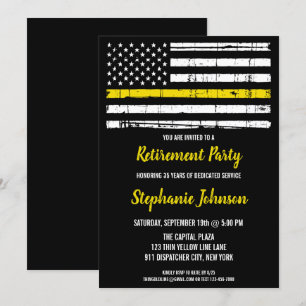 Police 911 Dispatcher Retirement Thin Yellow Line Invitation
