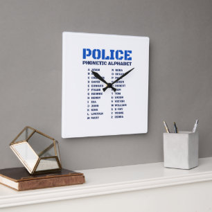 Police A to Z Alphabet Square Wall Clock