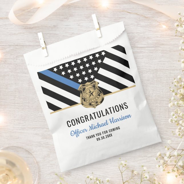 Police Academy Blue Line Congratulation Graduation Favour Bag (Clipped)