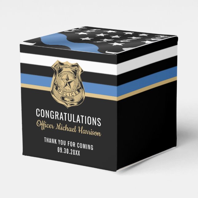 Police Academy Congratulations Graduation Party Favor Box (Front Side)