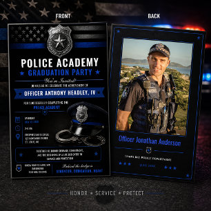 Police Academy Graduate Thin Blue Line    Invitation