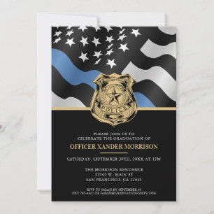 Police Academy Graduation Law Enforcement Flag Invitation