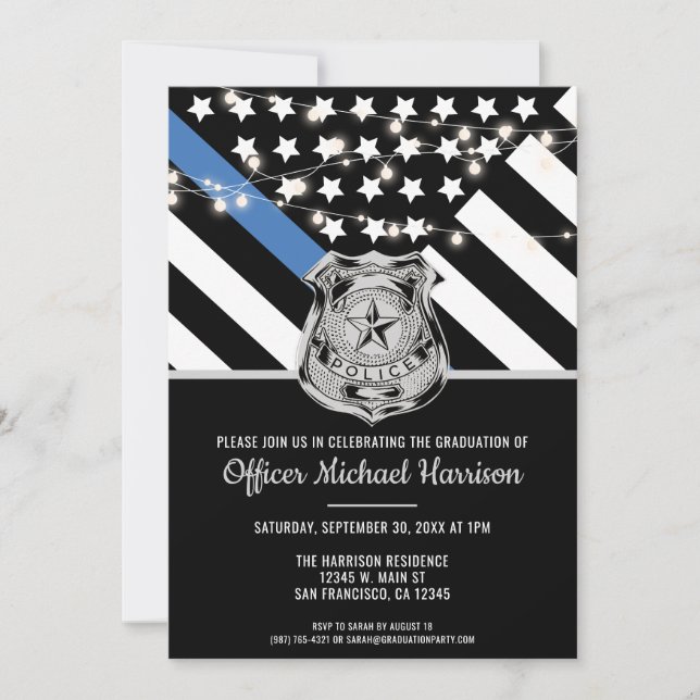Police Academy Graduation Law Enforcement Officer Invitation (Front)